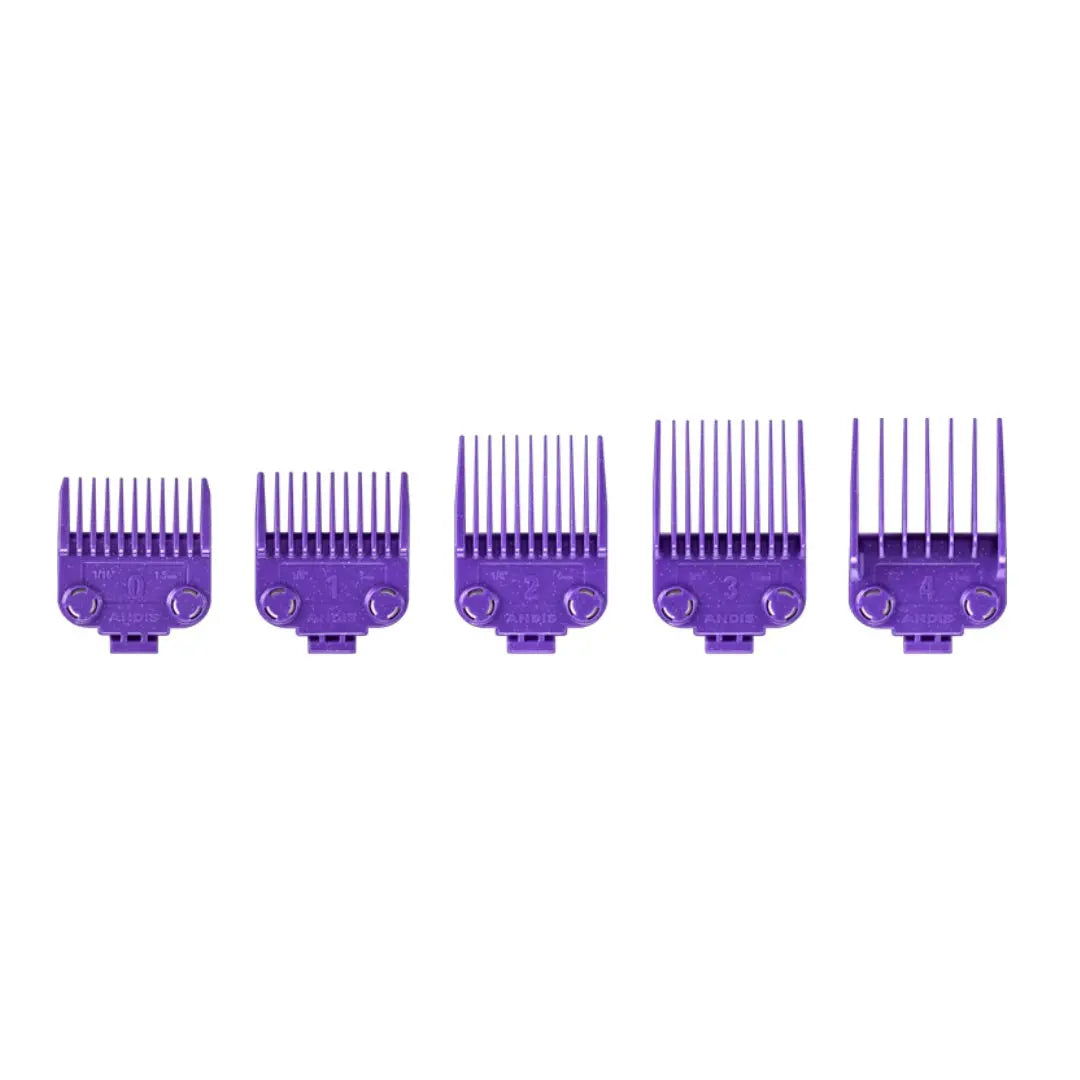 Andis Magnetic Guards 560997 OG Master Dual Magnet Clipper Guard Set - 5-Pack, Purple