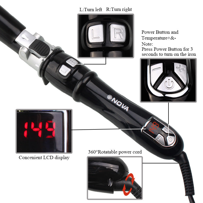 Otating Curling Iron Curling Wand Automatic Hair Curler 30s Instant Heat Auto Hair Waver Hair Styling Irons Elyvora LLC