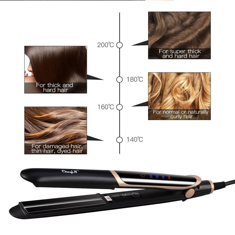 Professional Hair Straightener Curler Hair Flat Iron Negative Ion Infrared Hair Straighting Curling Iron Corrugation LED Display Elyvora LLC