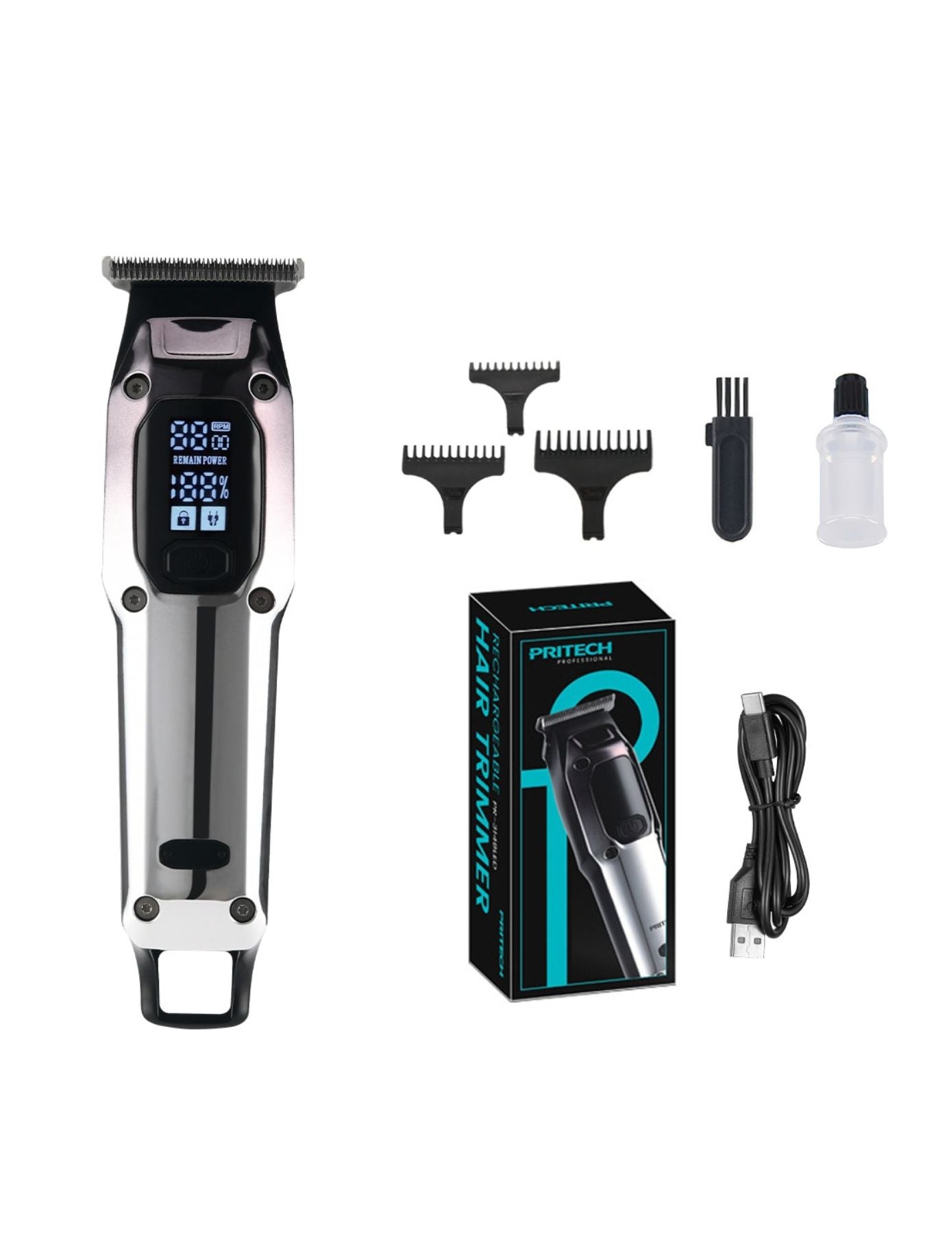 Cordless Hair Clipper with LED Display Unique Oils