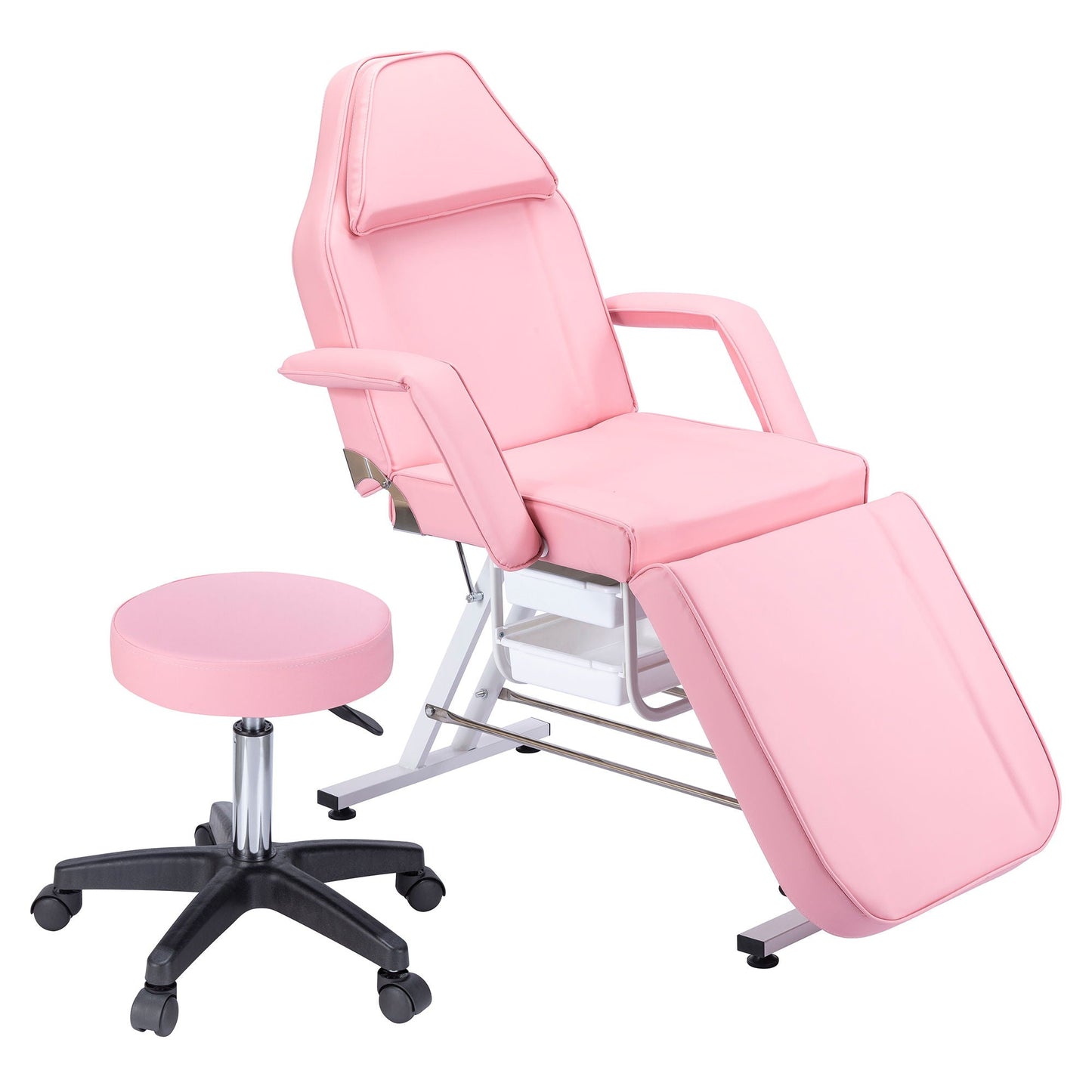 72.8" Massage Salon Tattoo Chair With Two Trays Esthetician Bed With Hydraulic Stool, Multi-Purpose 3-Section Facial Bed Table, Adjustable Beauty Barber Spa Beauty Equipment HouseOfZazla