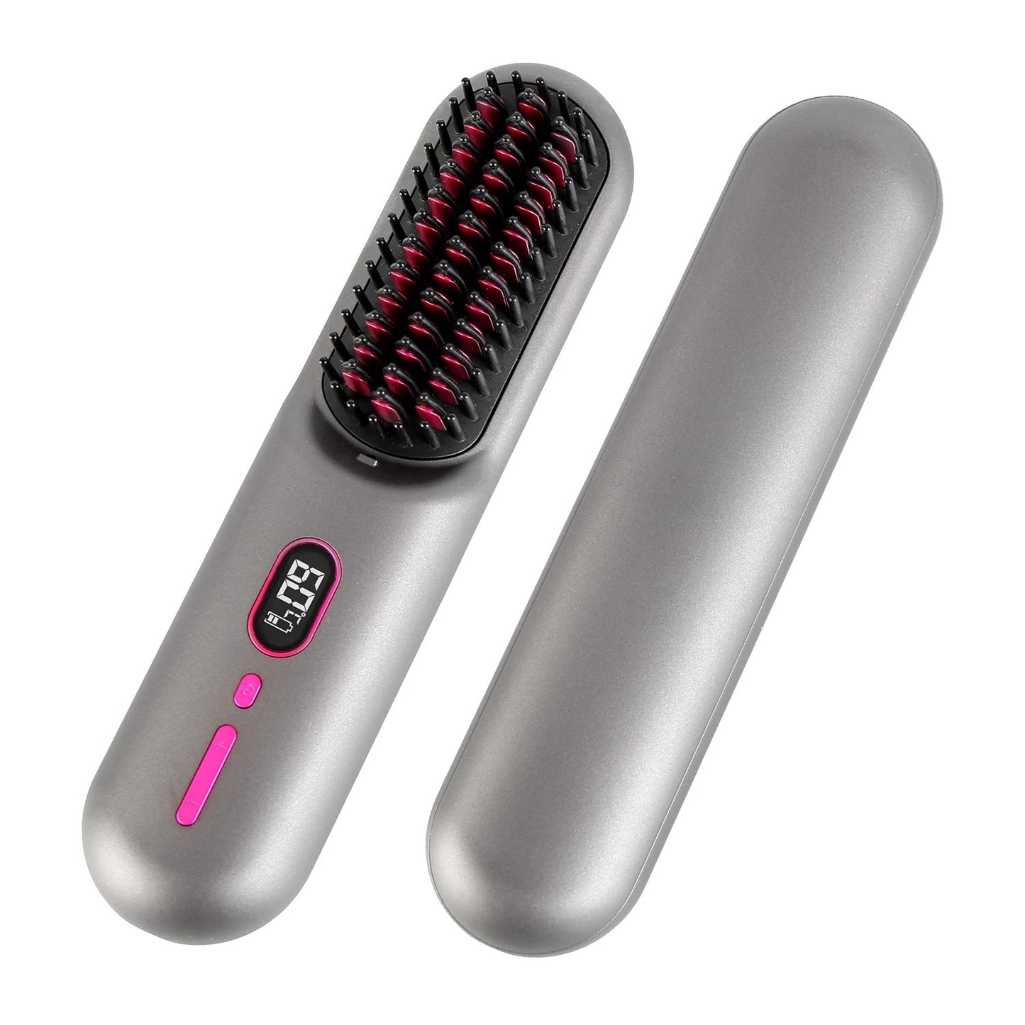 Cordless Negative Ion Hair Straightener Brush Rechargeable Mini Styling Comb with 12 Heating Levels Anti-scald 30S Preheating 30Mins Auto Sleep LCD Di GBruno Store