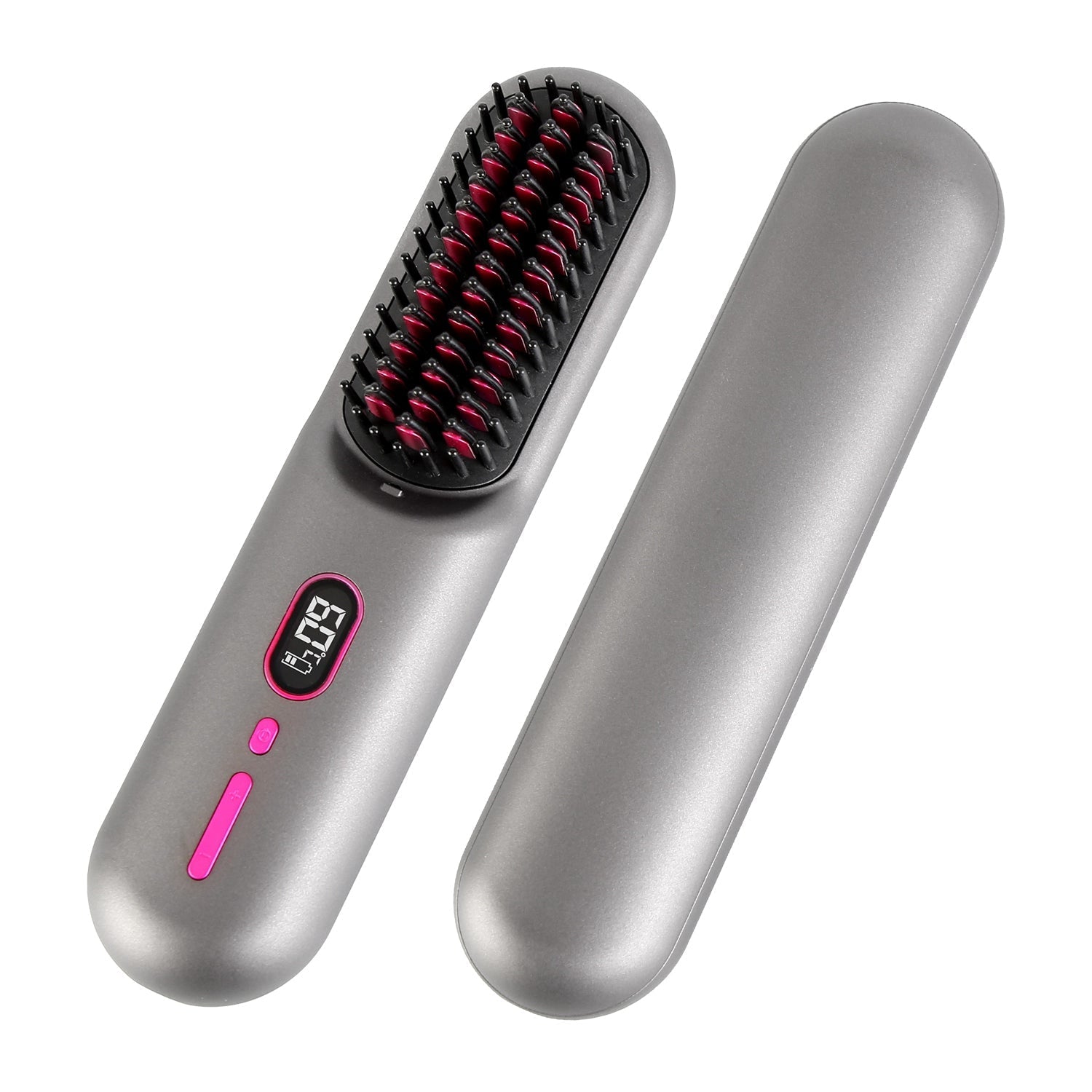 Cordless Negative Ion Hair Straightener Brush Rechargeable Mini Styling Comb with 12 Heating Levels Anti-scald 30S Preheating 30Mins Auto Sleep LCD Di GBruno Store