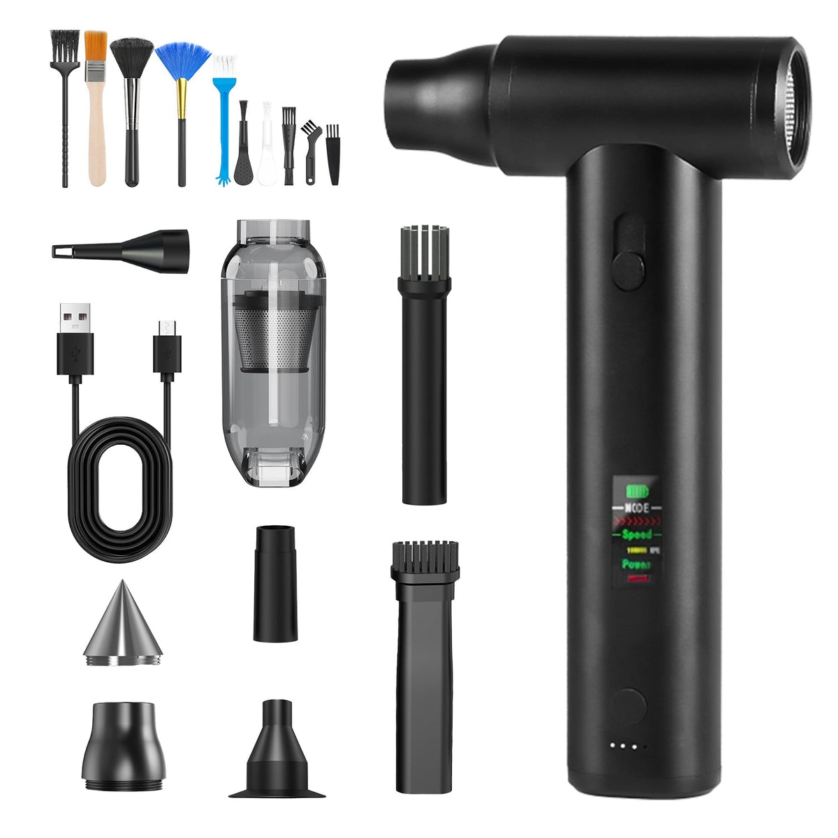 Compressed Air Duster Brushless Motor 130000RPM Stepless Variable Speed 1WmAh Battery Cordless Dust Blower Vacuum Cleaner Portable Jet Dry Blower for GBruno Store
