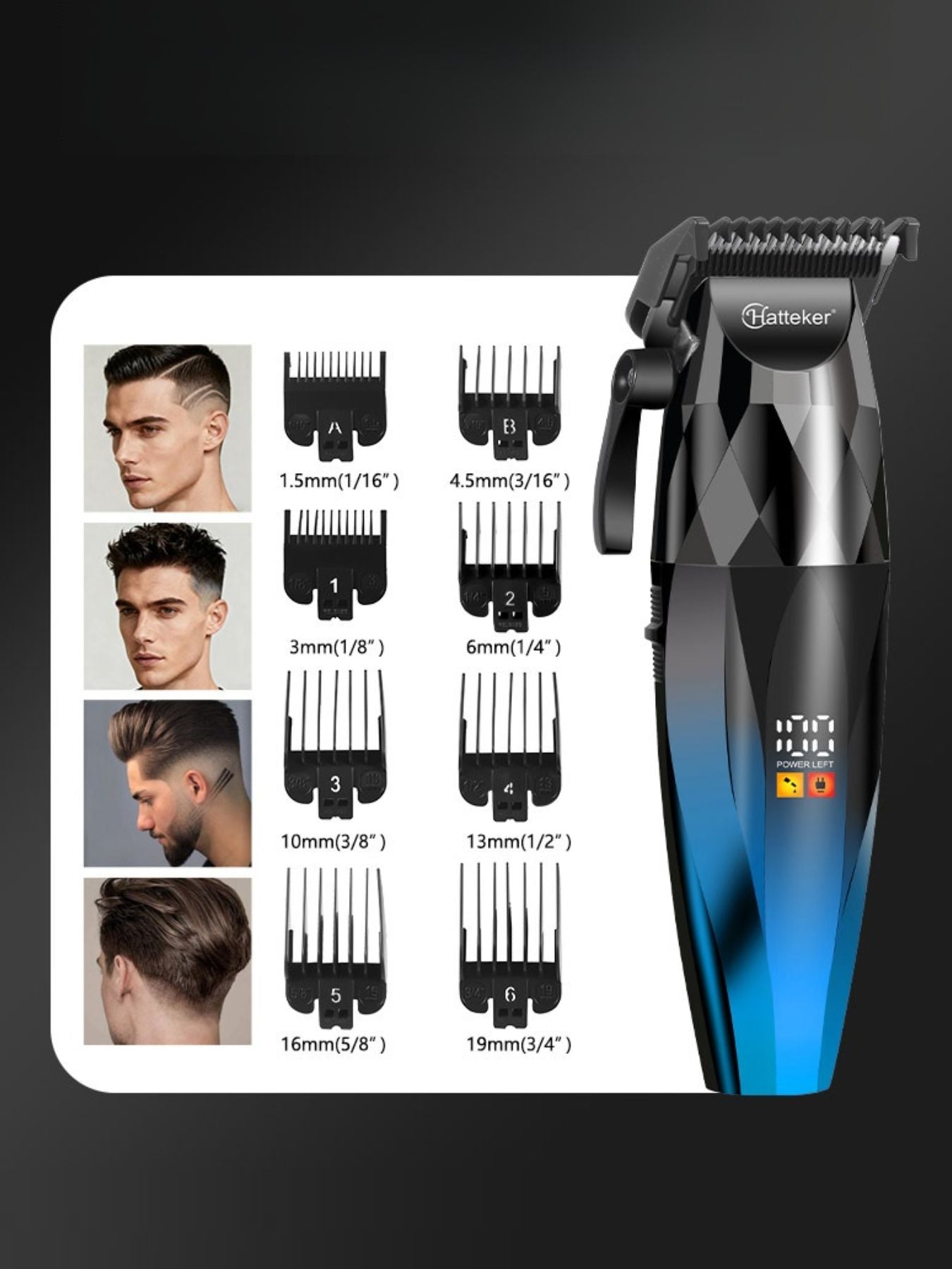 Cordless Hair Clipper with LED Display Unique Oils