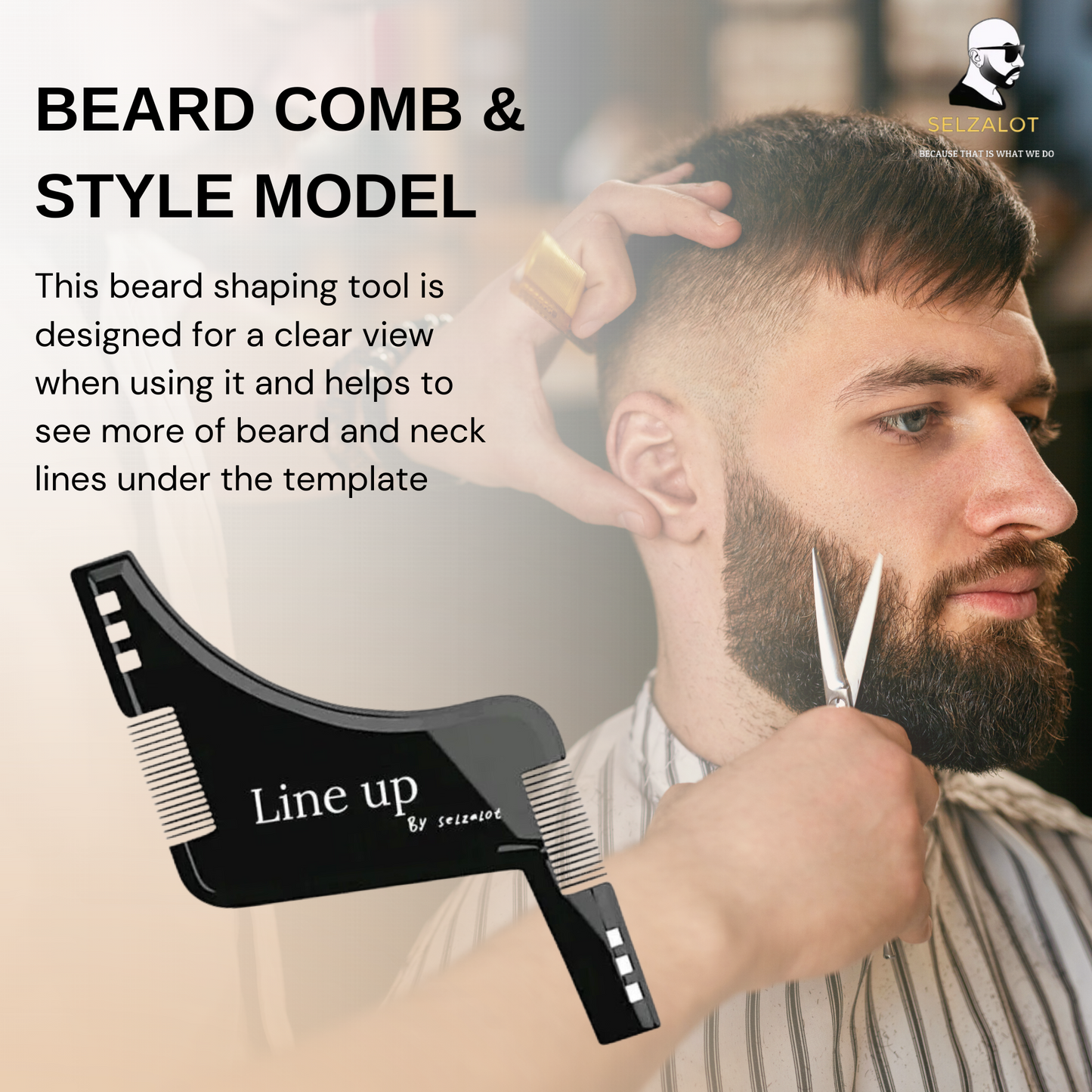 Black Beard Shaper for Men Beard Lineup Tool for Grooming Beard Guide Shaping Tool for Straight & Curve Cut Barber Tools Goatee Shaper Beard Template for Men to Style Facial Hair Selzalot