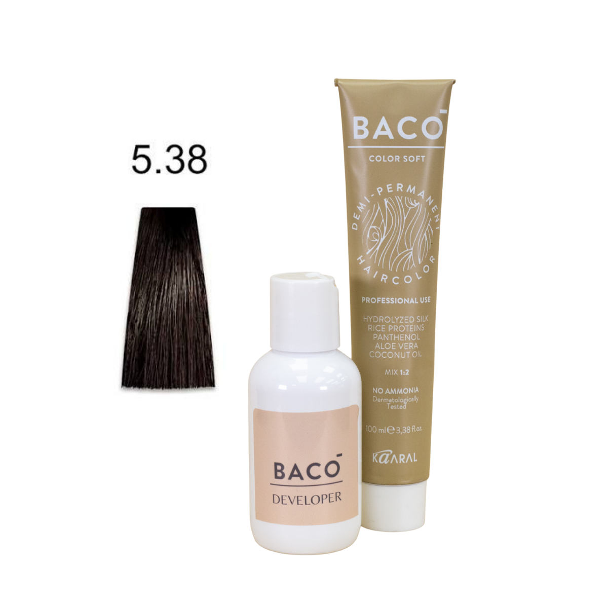 BACO Color & Developer Duo LV 5.38 Light Brown Gold Brunette Hairs Talent's E-Shop