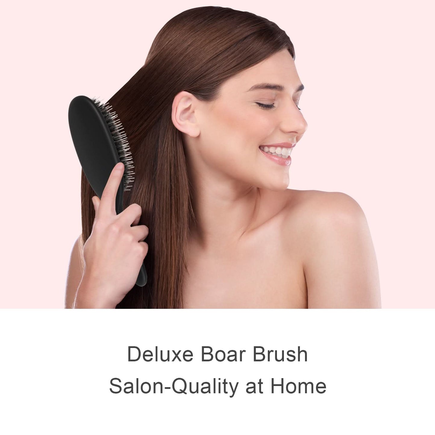 Eagle Fortress Deluxe Boar Bristle Hair Brush - Black The Beauty Box