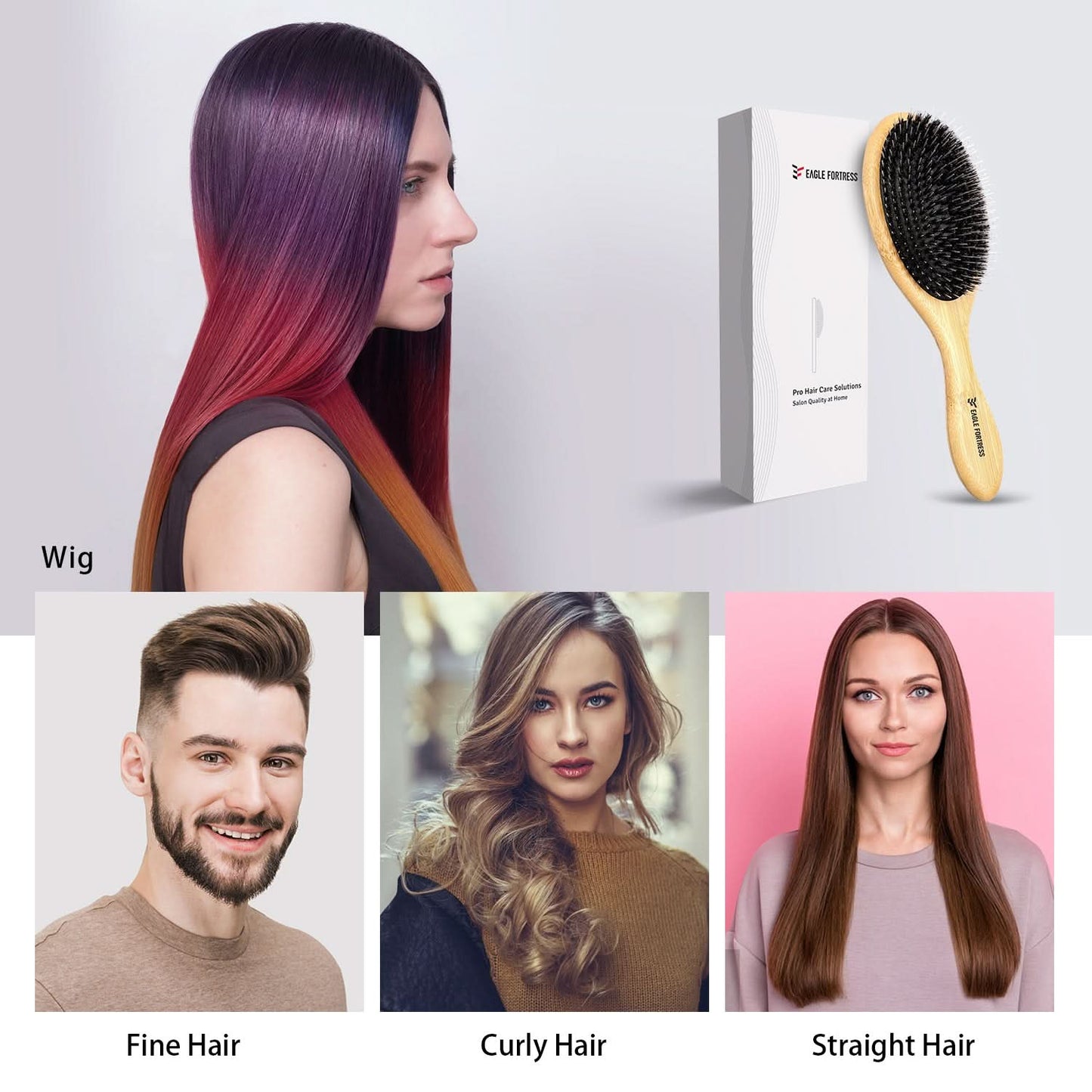 Eagle Fortress Bamboo Detangler Hair Brush The Beauty Box
