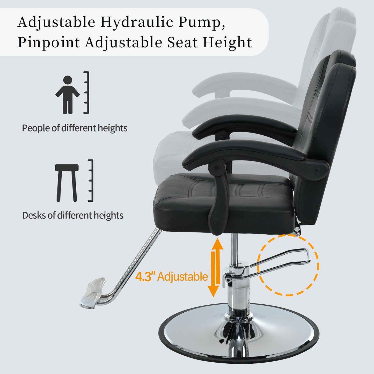 Classic Reclining Barber Chair Salon Chair For Hair Stylist With Heavy Duty Hydraulic Pump, 360° Rotation, Tattoo Chair Shampoo Beauty Salon Equipment, Max Load Weight 330 Lbs HouseOfZazla