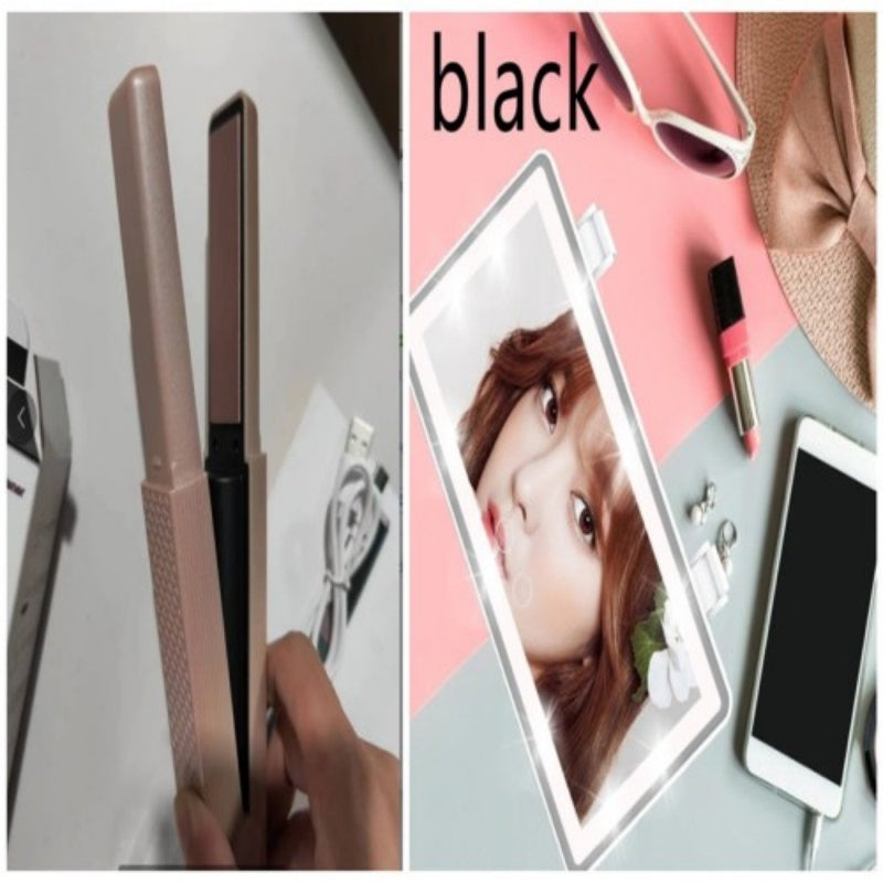 Hair Straightener Cordless Usb Hair Straightener Mini Ceramics Hair Curler 3 Constant Temperature Portable Flat Iron For Travel Noventix