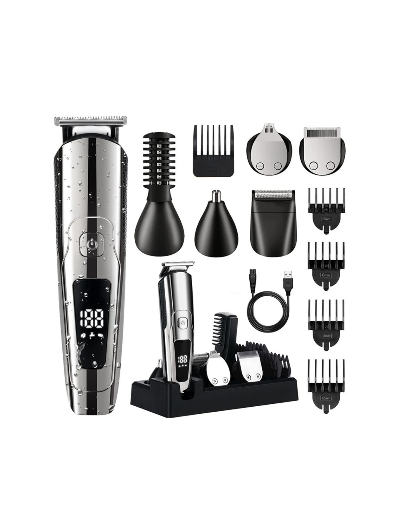 Waterproof Hair Clipper with LED Display Unique Oils