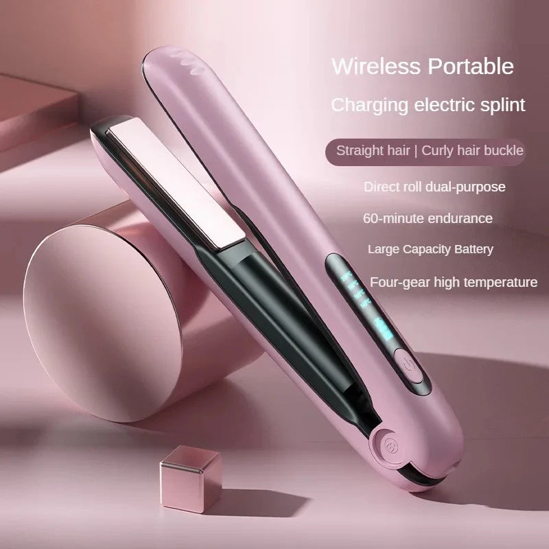 Wireless Hair Straightener Flat Iron Mini 2 IN 1 Roller USB 5000mAh Max 200 Degree Portable Cordless Curler 4 Levels Dry And Wet Uses Elyvora LLC