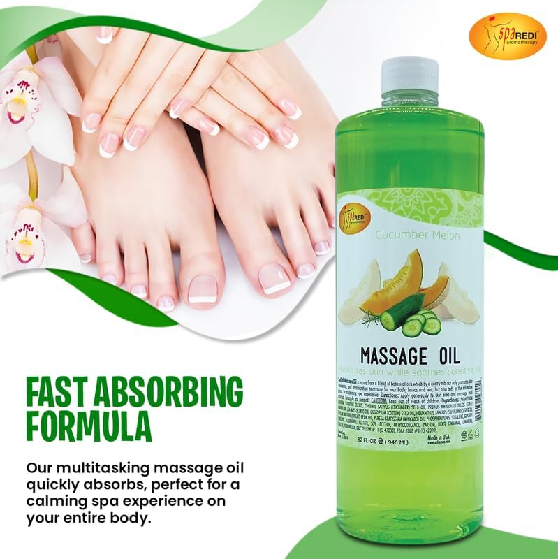 Massage Oil 32oz - Cucumber Melon  | Mani Pedi Body Lunali Nail Supply