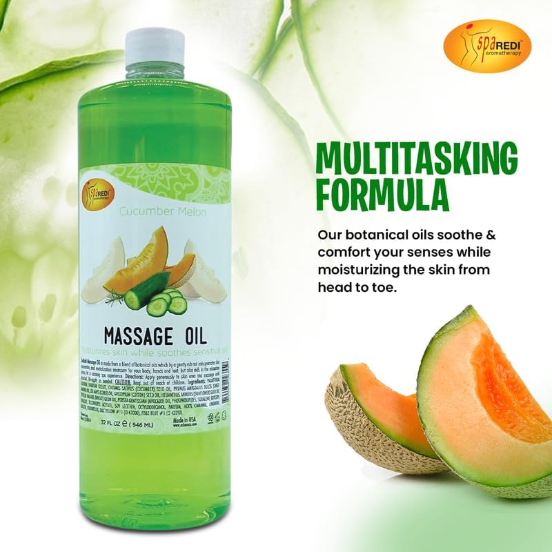 Massage Oil 32oz - Cucumber Melon  | Mani Pedi Body Lunali Nail Supply