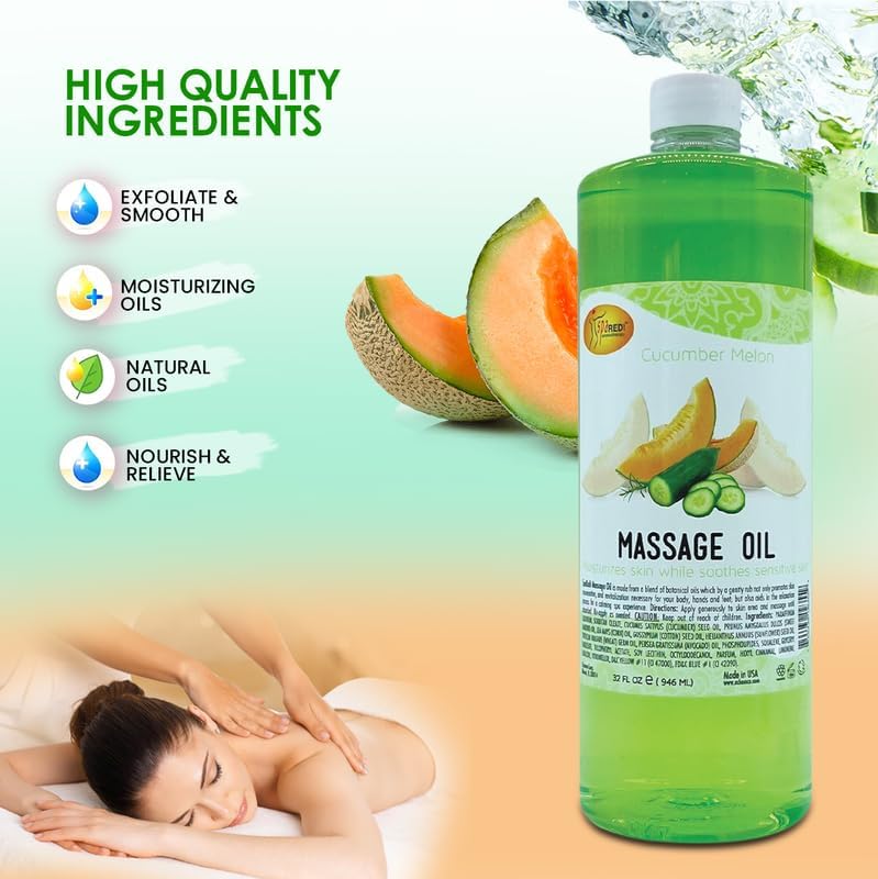Massage Oil 32oz - Cucumber Melon  | Mani Pedi Body Lunali Nail Supply