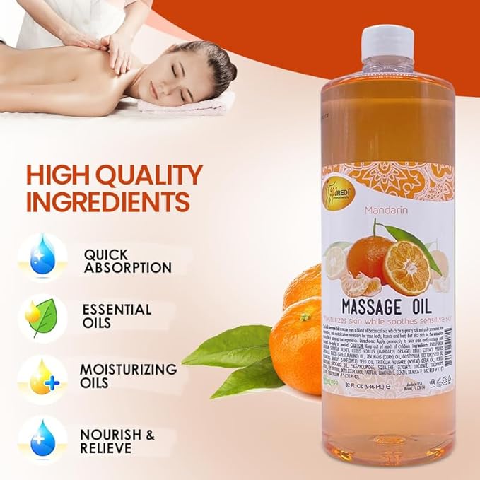 Massage Oil 32oz - Mandarin | Mani Pedi Body Lunali Nail Supply