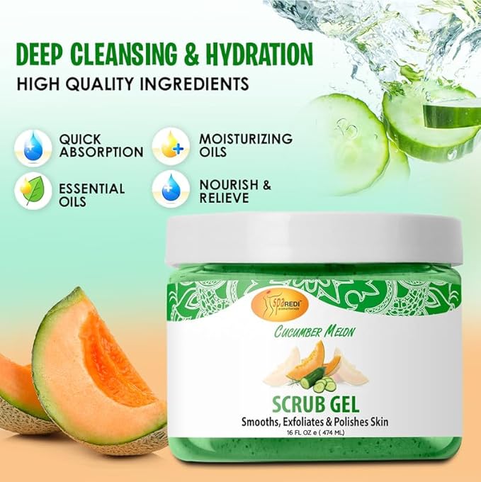 Pedi Scrub Gel 16oz - Cucumber Melon Lunali Nail Supply