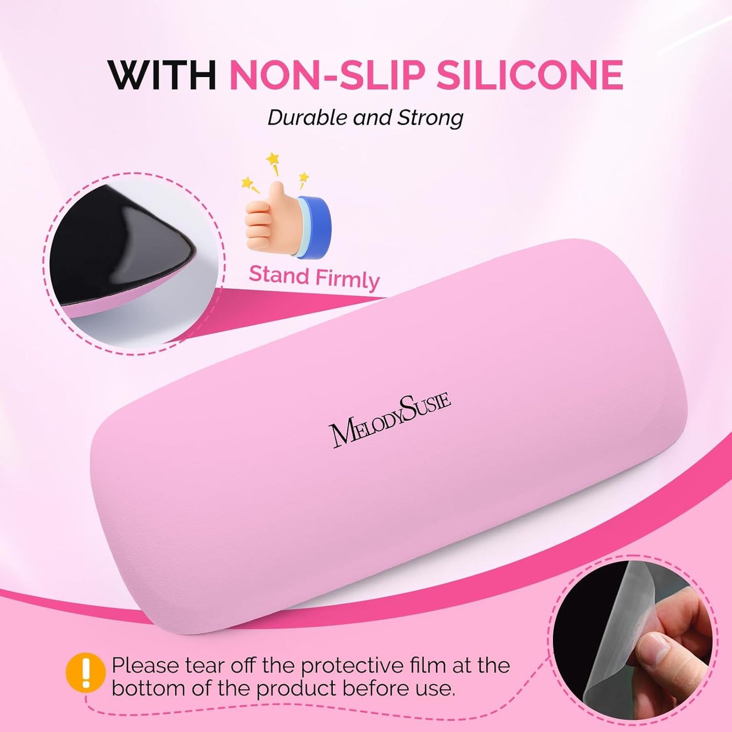 Portable PU Leather Nail Arm Rest - Pink Lunali Nail Supply