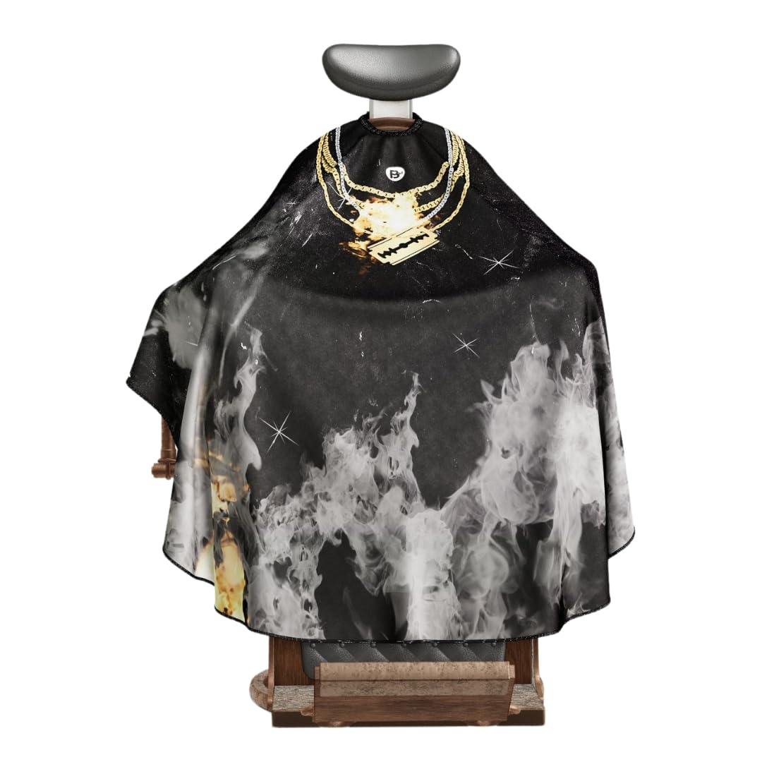 BM BARBER MOOD Professional Barber Cape Adjustable Neck Closure Gold Chain XL Deal US