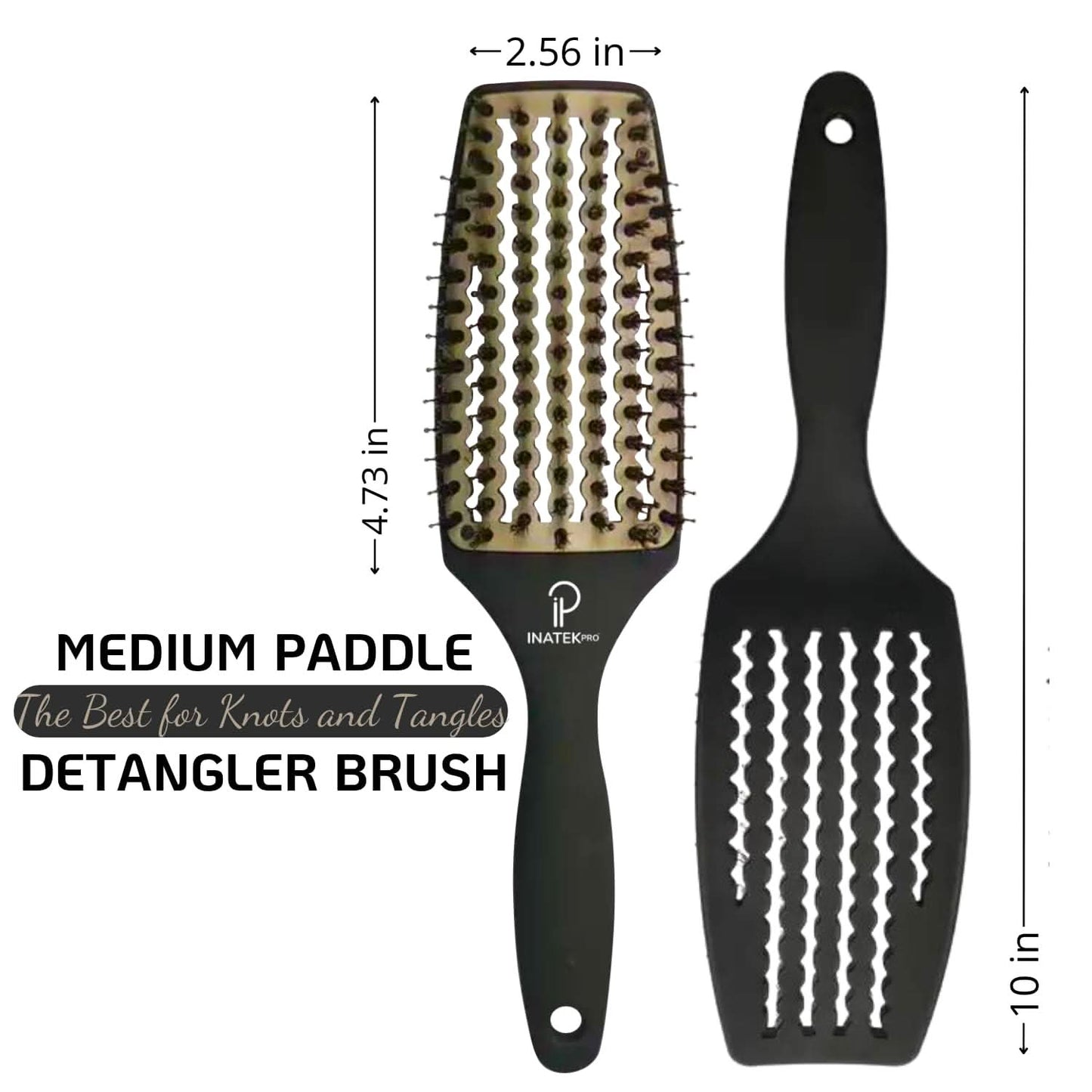 INATEKPRO Curved Vented Boar Bristle Detangler Brush - GREY | MEDIUM The Beauty Box