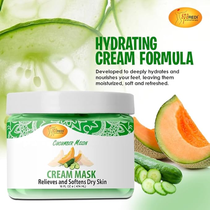 Pedi Cream Mask 16oz - Cucumber Melon Lunali Nail Supply