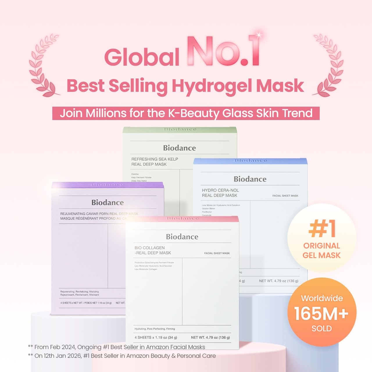 BIODANCE Bio-Collagen Real Deep Mask, Hydrating Overnight Hydrogel Mask, Pore Minimizing, Elasticity, Plumping Improvement, Korean Skin Care, Valentines Day Gifts for Her | 1.19oz(34g) x 4ea 7DAY'S