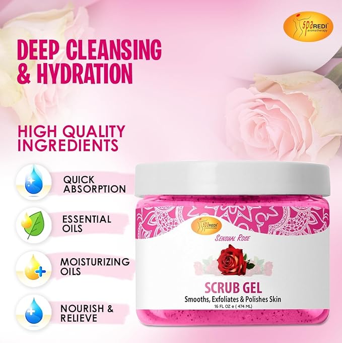 Pedi Scrub Gel 16oz - Sensual Rose Lunali Nail Supply