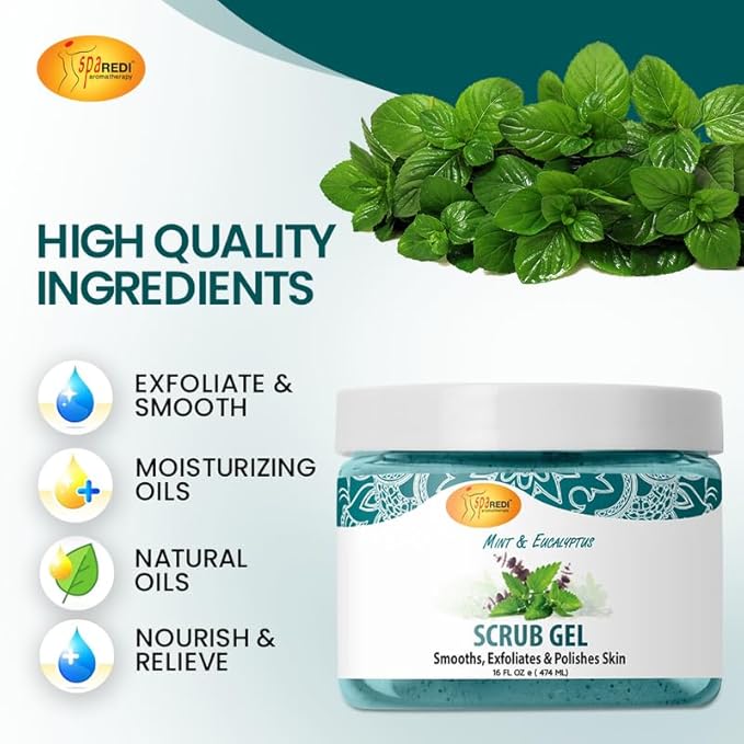 Pedi Scrub Gel 16oz - Mint & Eucalyptus Lunali Nail Supply