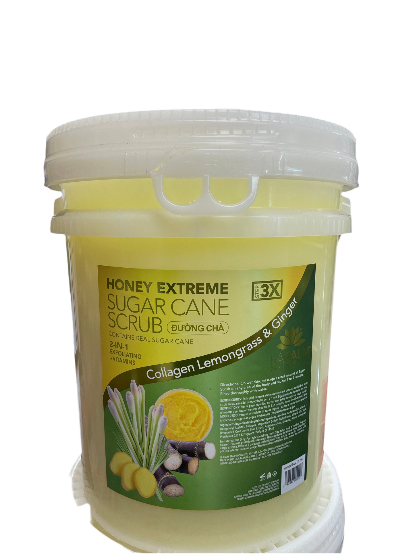Sugar Scrub 5 Gal Pail - Lemongrass & Ginger Lunali Nail Supply