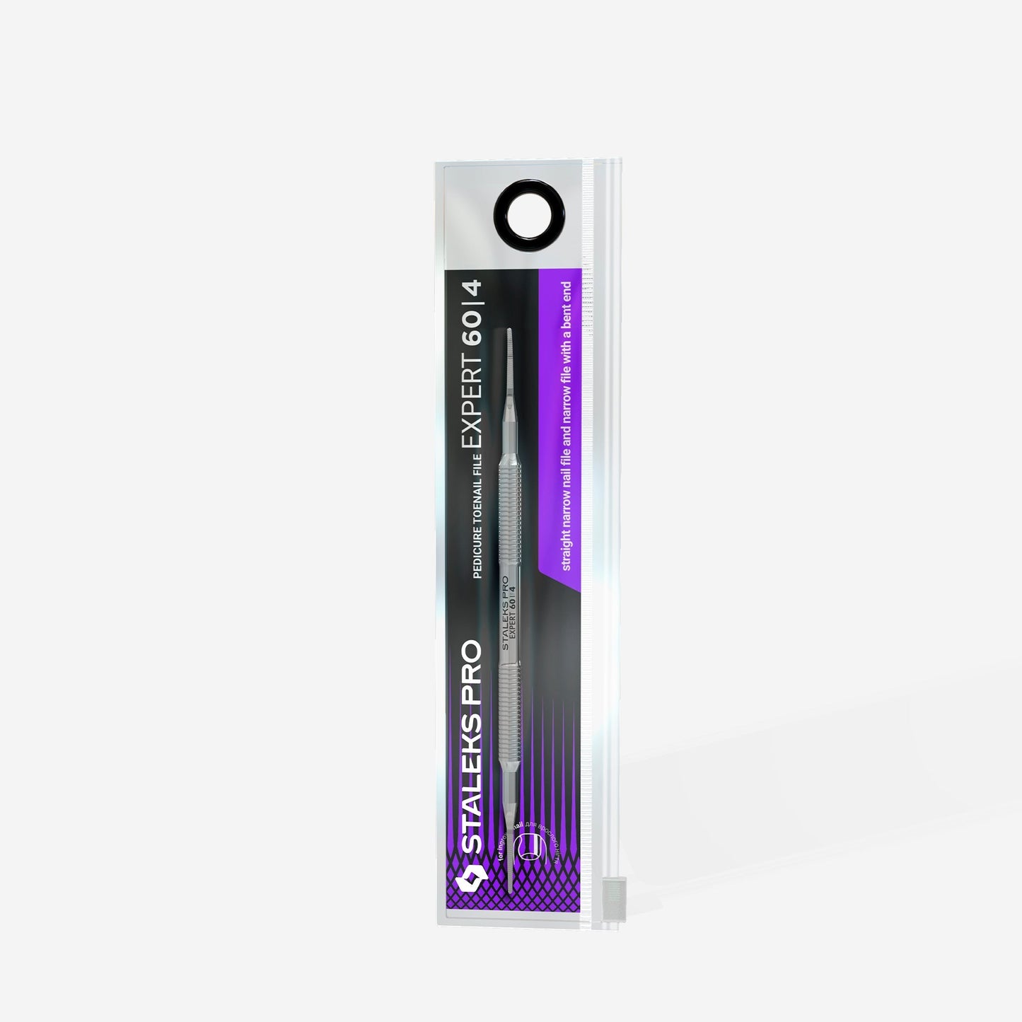 Pedicure toenail file EXPERT 60 TYPE 4 (straight narrow nail file and narrow file with a bent end) Lunali Nail Supply