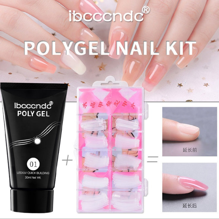 Cross-border Solid-state Extension Glue Matching Piece A Crystal Transparent False Nail 100 Piece Box Nail Extension Glue Noventix