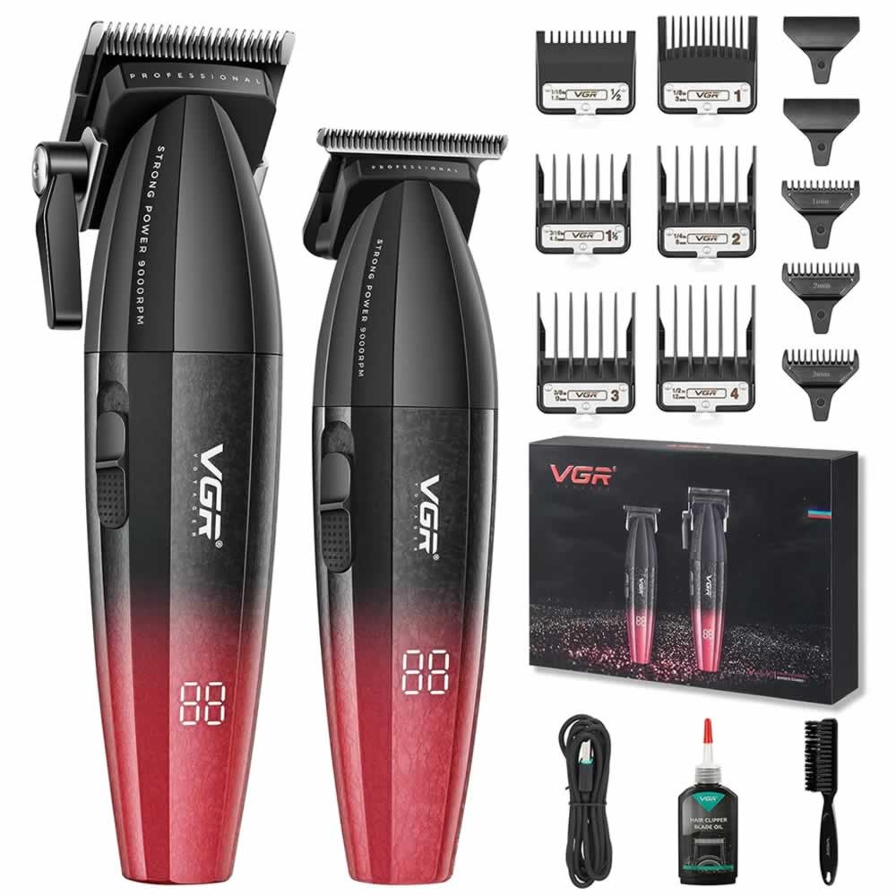 VGR PRO CLIPPER/TRIMMER COMBO - RED N.O.S. Barber Supply