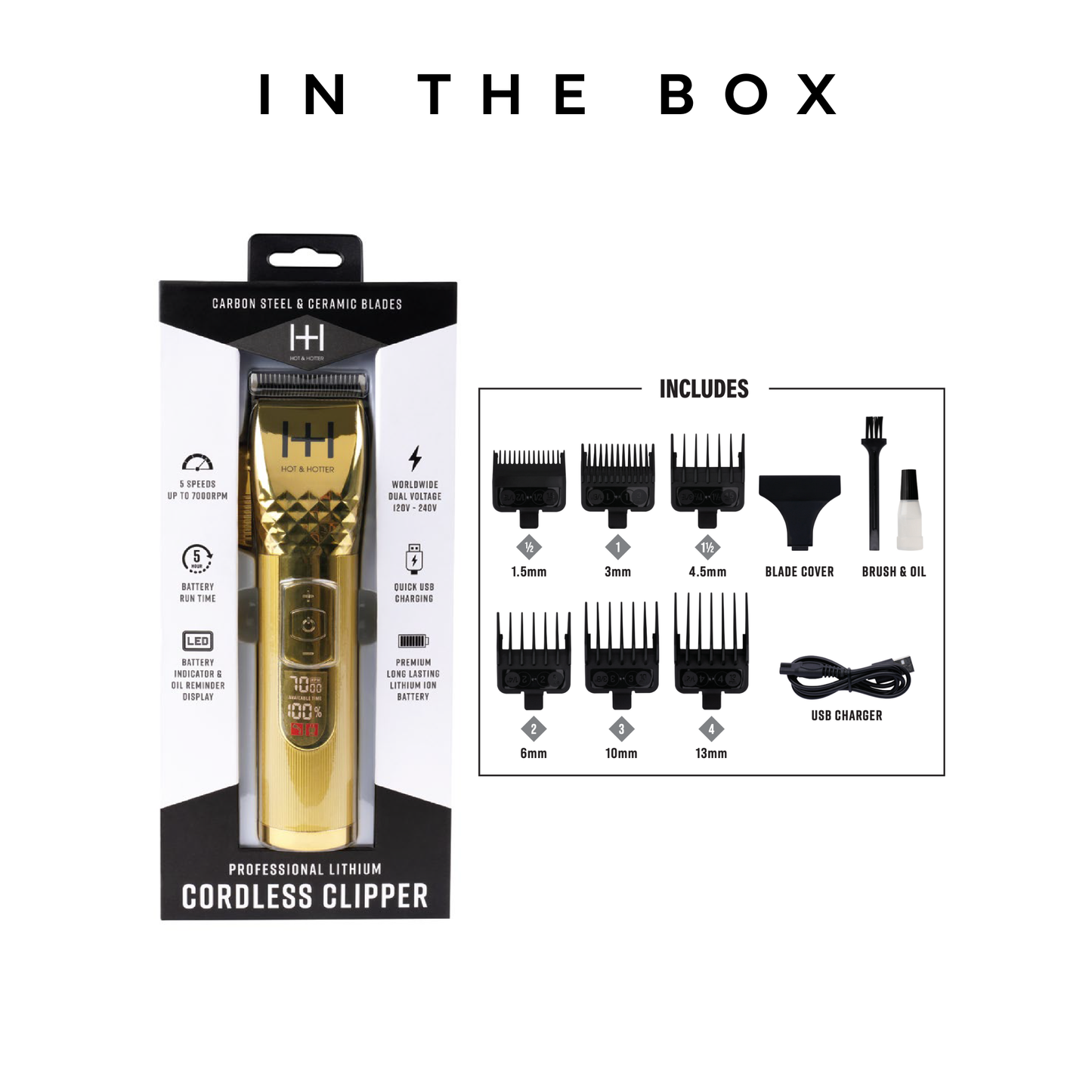 Hot & Hotter Professional Lithium Cordless Clipper, 1 Count, Gold Annie International, Inc.