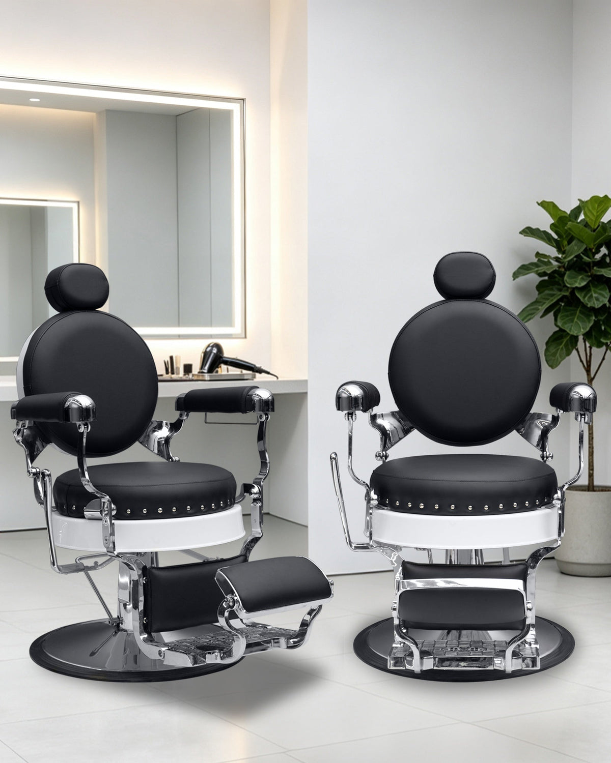 160° Reclining with Vintage Rivet Details Barber chair The Sterling 8828 MYS