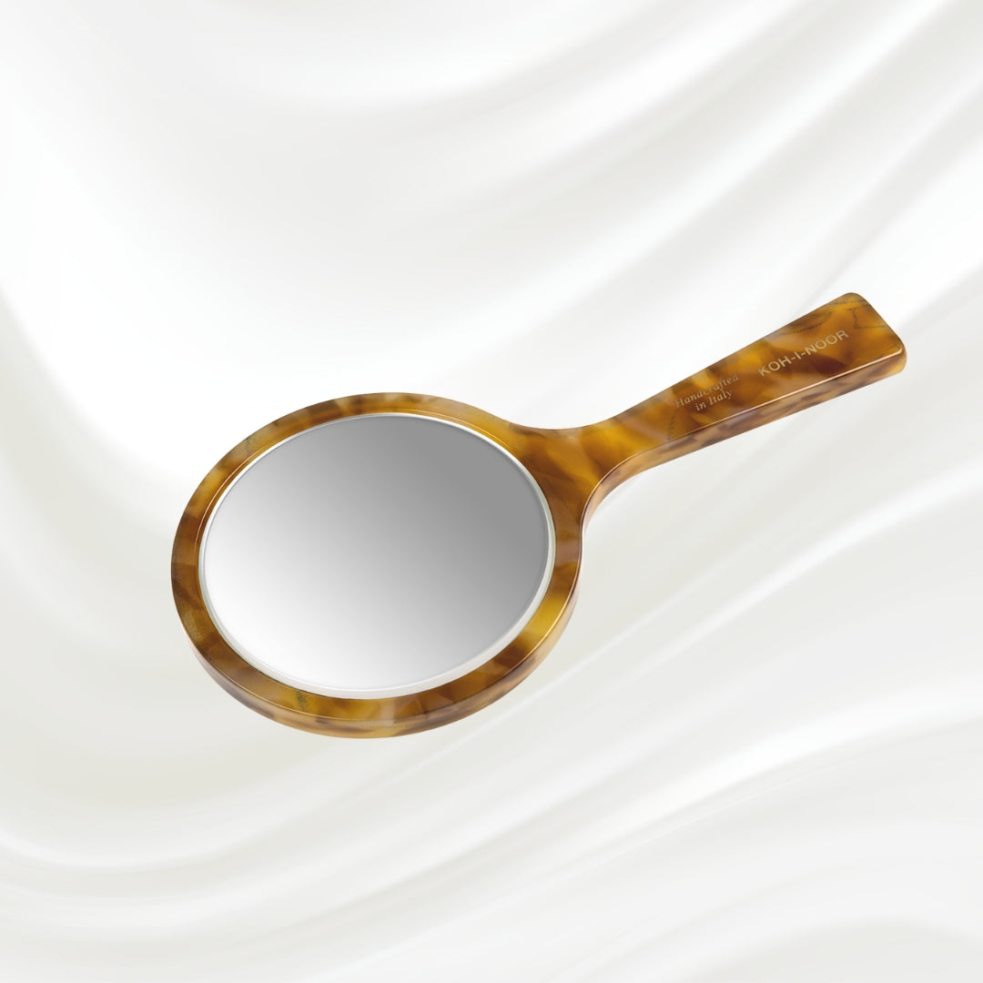 Luxury Hand Mirror - Honey Yellow | German Glass & Cellulose Acetate KOH-I-NOOR Beauty USA