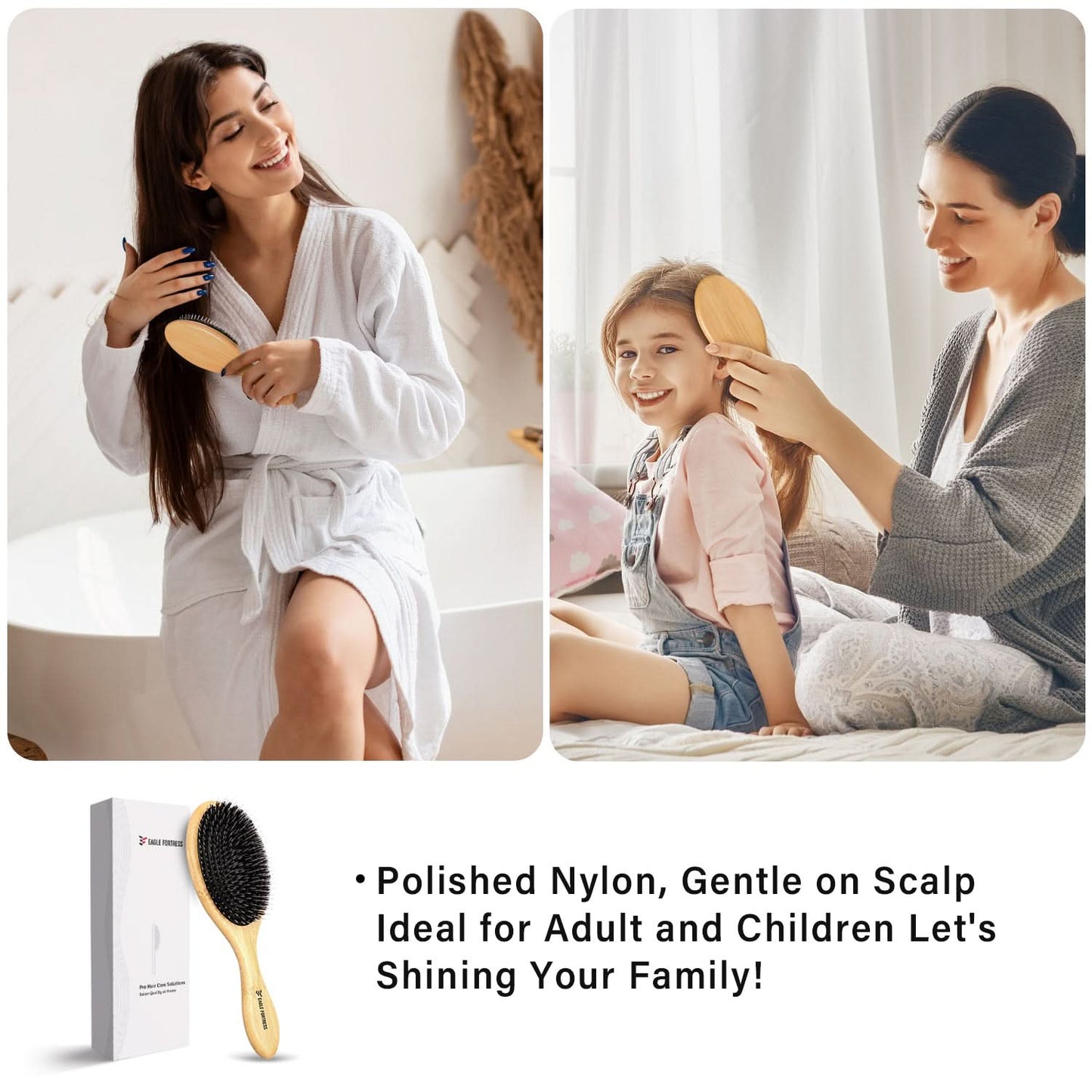 Eagle Fortress Bamboo Detangler Hair Brush The Beauty Box