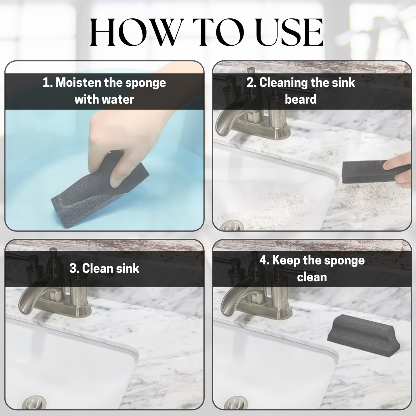 Beard Trimming Catcher Sponge Sink Cleaner Sponge Bathroom Sink Cleaner Highly-Absorbent Sink Sponge Beard Shaving Catcher Reusable Beard Hair Catcher Wet Duster Sponge Barber Supplies Selzalot