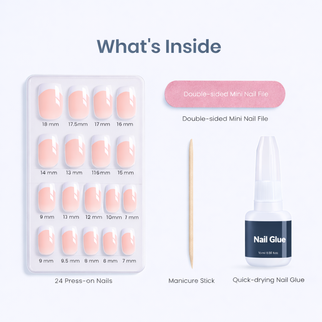 Salon-Style French Tip Press-On Nails - Coffin #036 VIAI BEAUTY