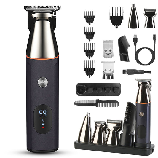 All In One Beard Trimmer for Men With 5 Trimmer Heads IPX5 Waterproof Electric Razor For Face Nose Body Beard Cordless Hair Shaver Clipper Grooming Ki Gamba Beauty