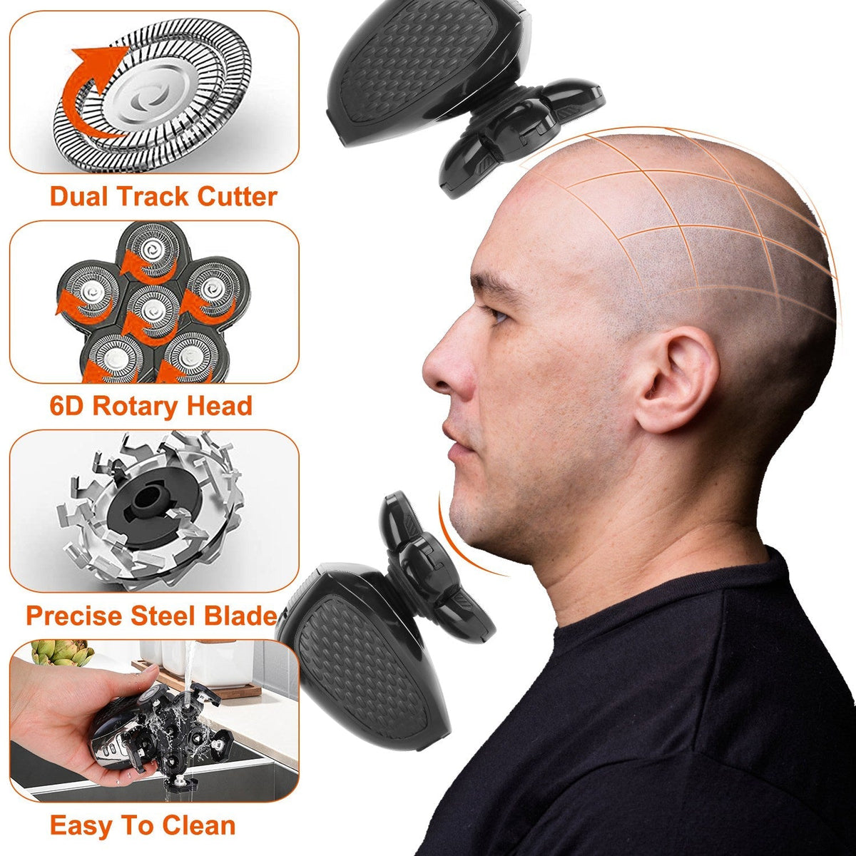 5 In 1 Electric Razor For Bald Men Rechargeable Cordless Head Beard Trimmer Shaver Kit IPX6 Waterproof Dry Wet Grooming Kit with 3 Combs GBruno Store
