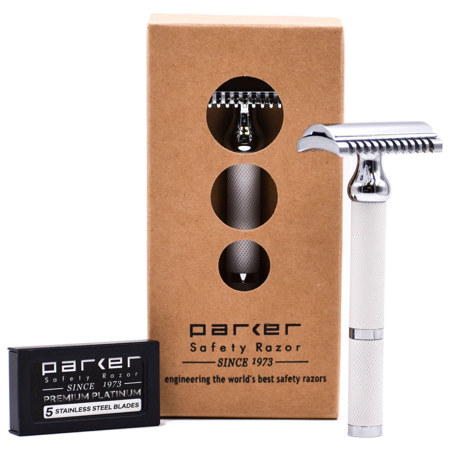 Parker 70C White and Chrome Open Comb Safety Razor Pasteur Pharmacy
