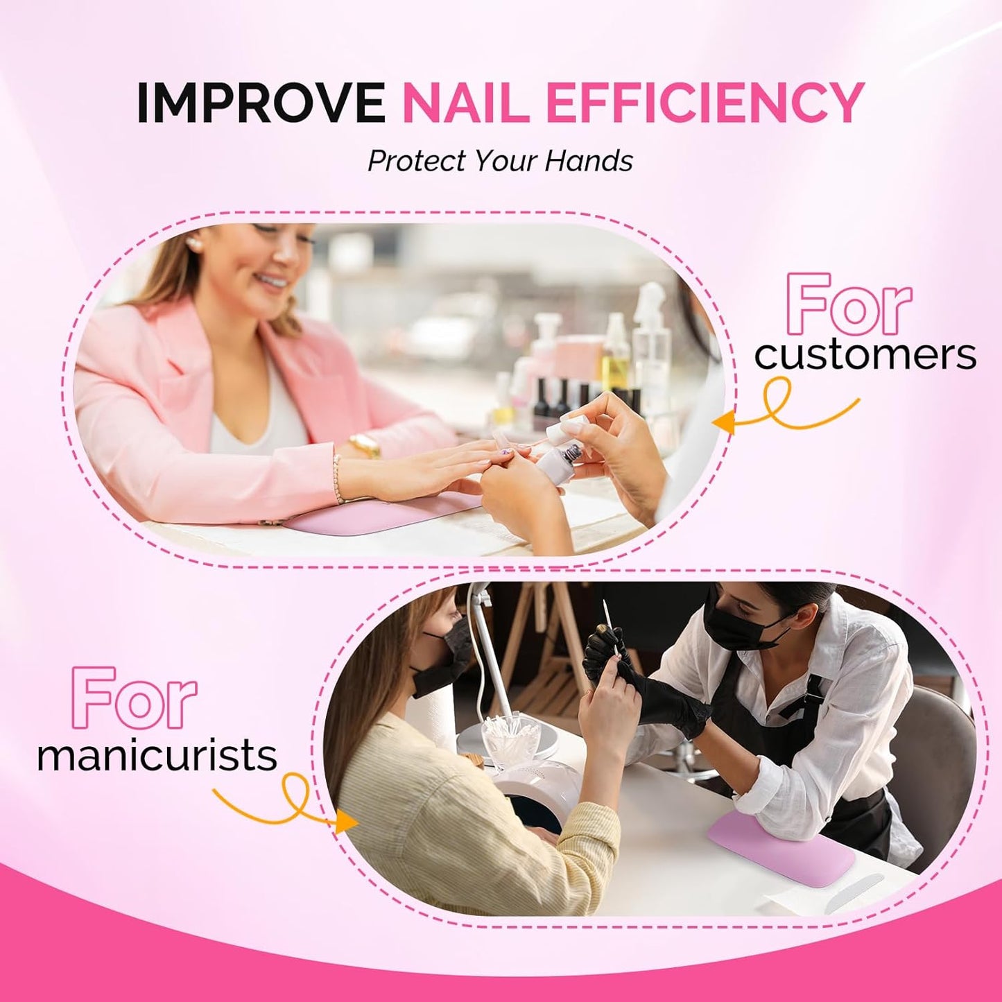 Portable PU Leather Nail Arm Rest - Pink Lunali Nail Supply