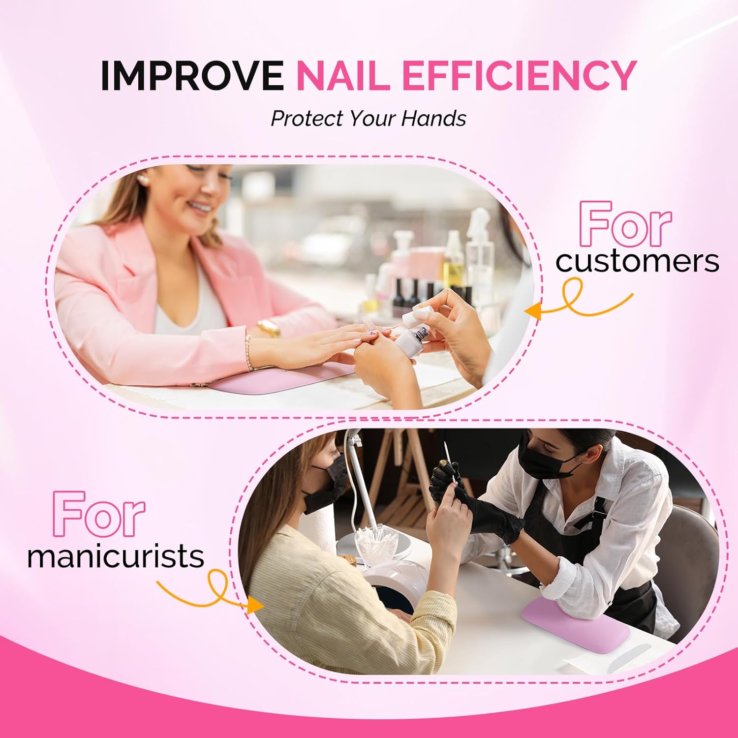 Portable PU Leather Nail Arm Rest - Pink Lunali Nail Supply