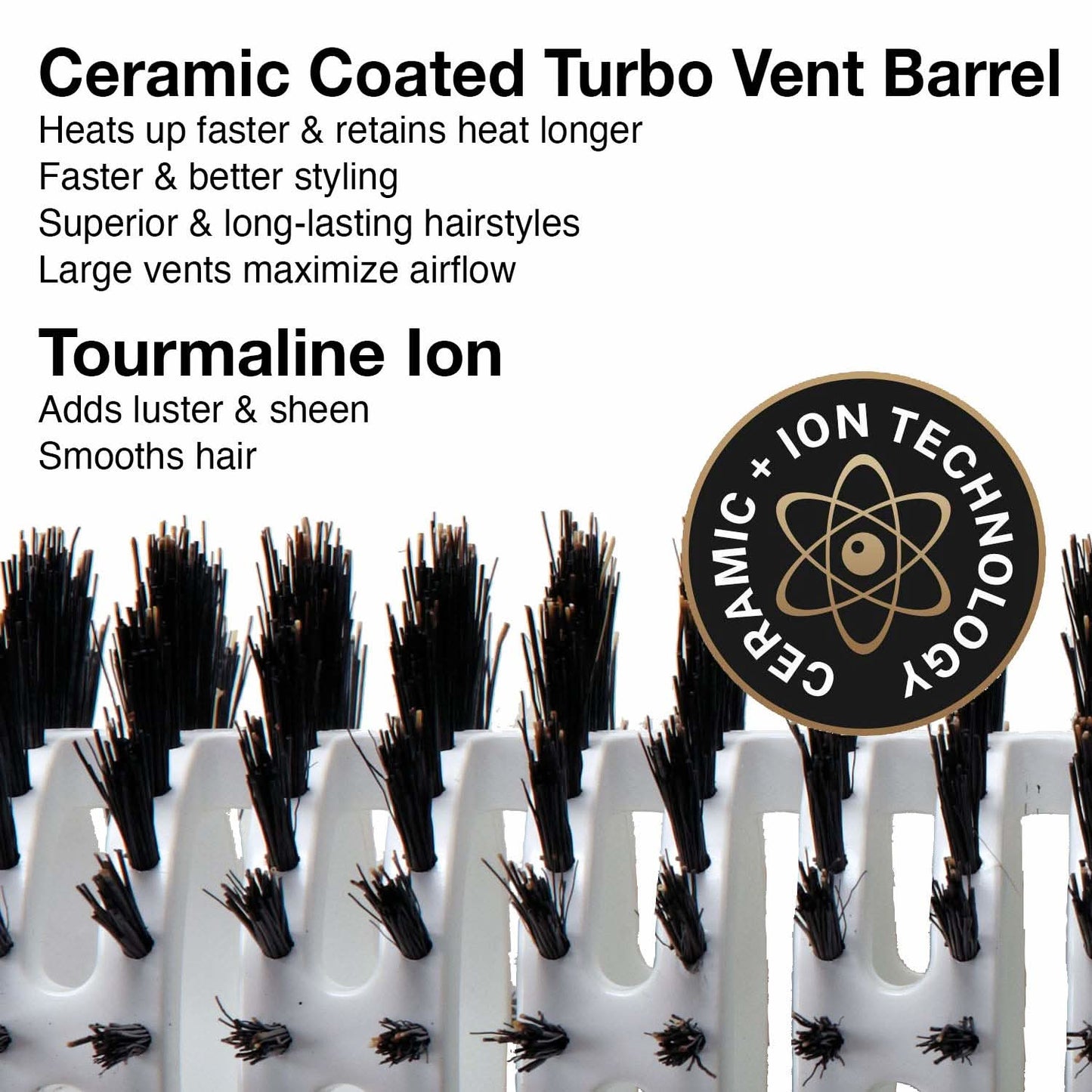 Olivia Garden Ceramic and Ion Turbo Vent 100% Boar Bristle Round Hair Brush CI-BR (4 1/2") The Beauty Box