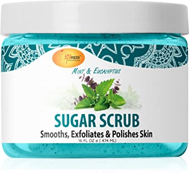 Spa Redi - Sugar Scrub Glow - Mint & Eucalyptus 16oz Queen Nails & Beauty Supplies
