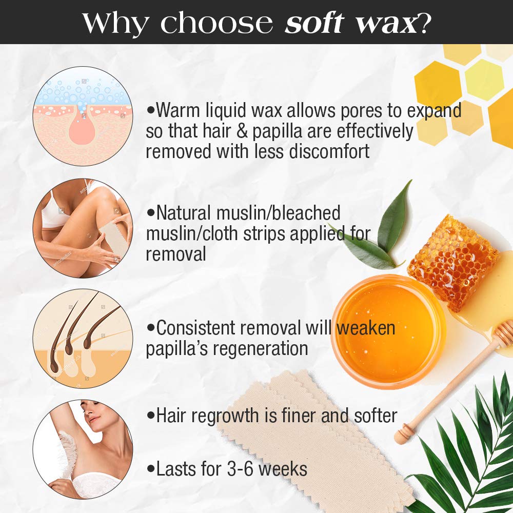 All Purpose Honee Hair Removal Soft Wax for All Skin and Hair Types, 14 oz Lunali Nail Supply