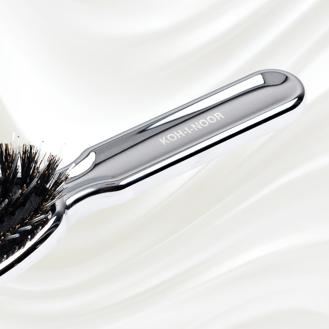 Metallic Nylon & Boar Bristle Hair Brush - Pneumatic Cushion for All Hair Types KOH-I-NOOR Beauty USA