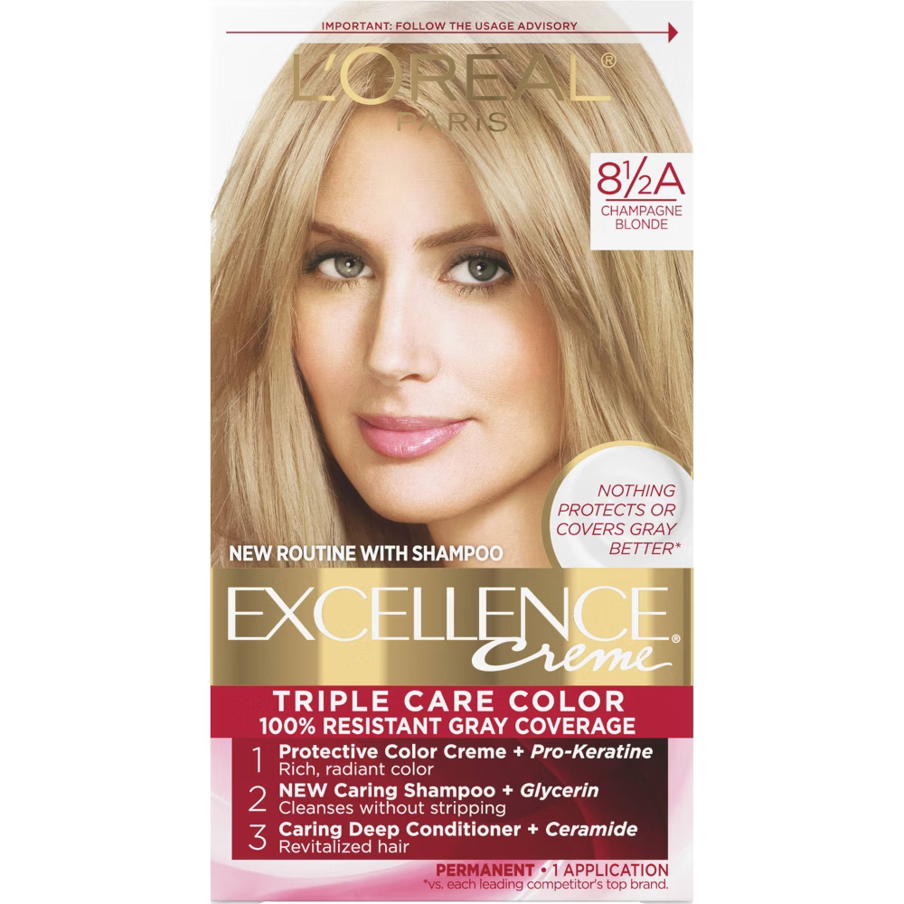 L'Oréal Paris Excellence Triple Protection Permanent Hair Color - 8.5A Champagne Blonde (6.3 fl oz) Farmacias Savia