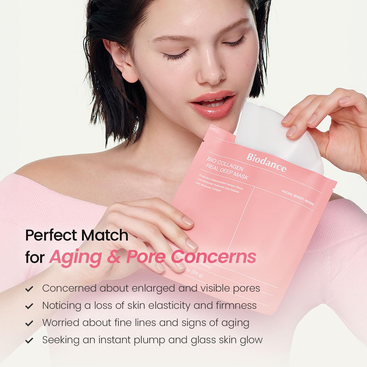 BIODANCE Bio-Collagen Real Deep Mask, Hydrating Overnight Hydrogel Mask, Pore Minimizing, Plumping, Elasticity Improvement, Korean Skin Care, Valentines Day Gifts for Her | 1.19oz(34g) x 16ea 7DAY'S
